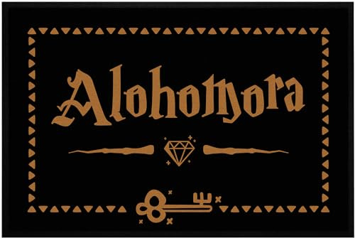 OM3® lustige Fußmatte mit Spruch - Alohomora - Fantasy-Fans Zauberspruch - rutschfest & waschbar - 60x40cm -