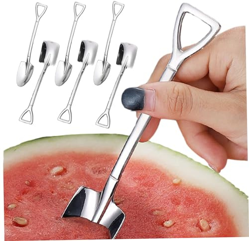 Kalastussaari Shovel Spoons 6Pcs Flat & Pointed Ice Cream Spoons Stainless Steel Gelato Spoons Mirror Polished Reusable Washable Spoons for Dessert Watermelon Shovel Spoons