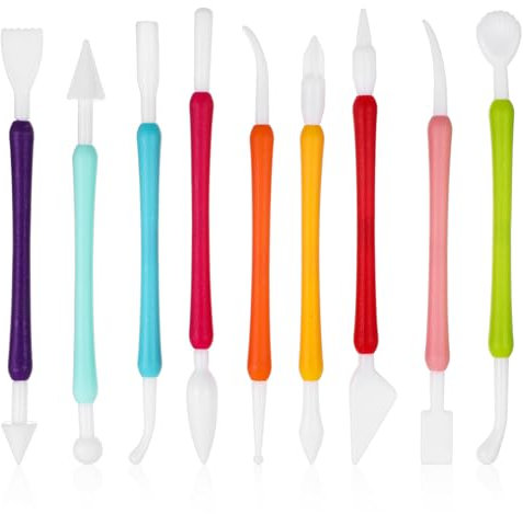 Thinp 9Stk Kuchenmodellierwerkzeuge,Ton Töpfer Werkzeug Set,Fondant Modellierwerkzeug,Doppelseitige Modelierwerkzeugset,Polymer Clay Werkzeug,für Kuchenmodellier Tonschnitz Schnitzen DIY Kunsthandwerk