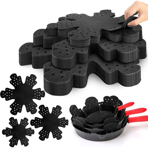 Goaste 18 Pack Pan Protectors, Larger & Thicker Felt Pan Separators for Stacking, 14/15.7/17.3 in 3 Sizes Pot Divider Pads, Cookware Protectors Set to Avoid Scratching or Marring Your Cookware, Black