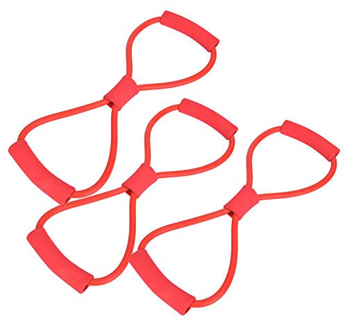 8-förmiges, widerstandsfähiges Band, 3-teiliges elastisches Band, Zugseil, Brust-Expander, Übungs-Stretching-Gurt, Körperformung, Yoga-Fitnessgeräte (Red)