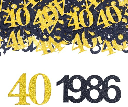 GoldRock Konfetti 40 Geburtstag Deko 1986 Groß 3,5-5cm, 100 Stk Streudeko 40 Geburtstag Männer Frauen, Glitzer Tischdeko 40 Geburtstage,Konfetti 40. Geburtstags,40er Luftschlangen,Geburtstagsdeko 40