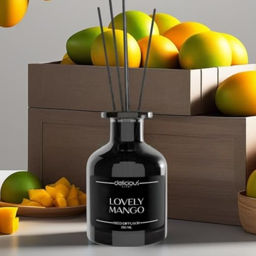 Delicious Scent Raumdüfte | lang anhaltend | viele Verschiedene Duftrichtungen | Diffusur mit Stäbchen (Lovely Mango)