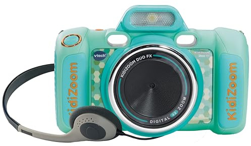 VTech - Kidizoom Duo FX Aquamarina, barnkamera, selfies, video, färgskärm, serietidning, roliga filter och effekter, present till barn 4-12 år, ESP-version