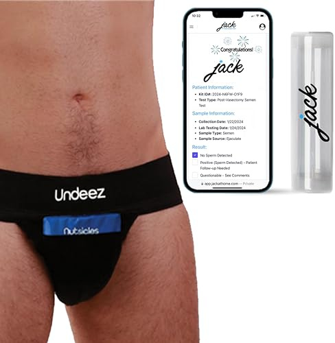 Undeez & Jack at-Home Recovery Pack Comes with Vasectomy Jockstrap, 2-Custom Fit Ice Packs, at-Home Vasectomy Test Kit With Accurate Results from CLIA-Certified Lab Black