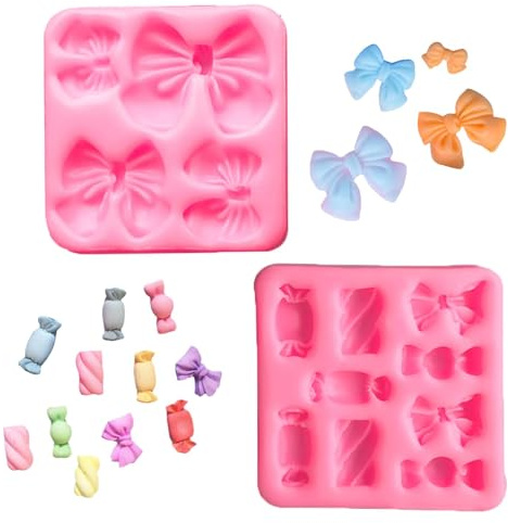 Rosettform, 2 st silikonbågsformar set återanvändbara fondant- och chokladformar för bakning rosett godisformar med enkel frisättning tårta dekorationsverktyg för födelsedagar bröllop