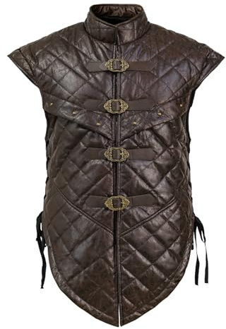 HiiFeuer Medieval Suede Sleeveless Vest, Verstellbare Schnalle Renaissance Kostüm Tunika, Piraten Cosplay Ritter Body Armor