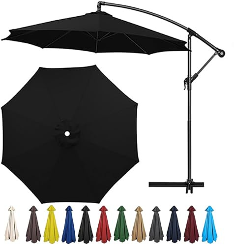 YHDMDQ Toldo De Paraguas De Repuesto para 2.7m 3.0m 3.5m 6/8 Varillas, Cubierta De Repuesto De Patio Exterior, Tela De Recambio para Sombrilla De Terrazas Jardín Mercado(Black,8ribs-3.5m/11.5ft)