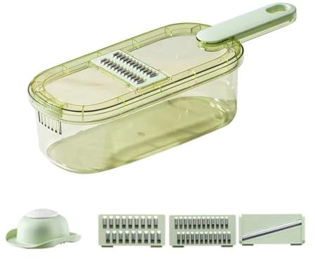 6 in 1 Vegetable Slicer Stainless Steel Multifunctional Cheese Grater Manual Potato Julienne Shredder Kitchen(A)