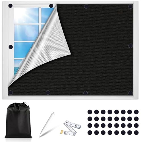 Fenster Verdunkelung, 200 x 145 cm Dachfenster Verdunkelung Sonnenschutz Verdunklungsrollo ohne Bohren für Innen Dachschräge Fenster Tragbare Reise Verdunklungsstoff für Innen Dachschräge Fenster