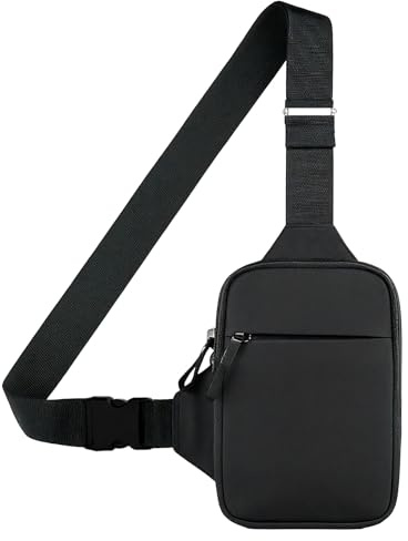 Horktrust Sacoche Bandoulière, Sac de Poitrine Homme Femme, Petit Sac à Dos Monobretelle Léger et Imperméable pour Voyage, Sport et Quotidien, Noir