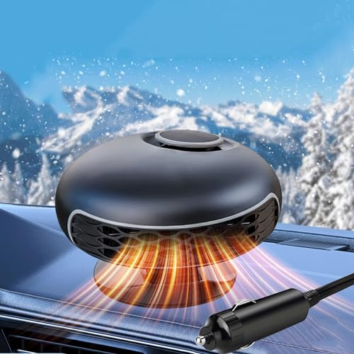 KQLHLHDYZ Chauffage de Voiture 2 en 1, 12V 150W Chauffage Portable de Voiture avec Base Rotative à 360°, Dégivrage et Désembuage, Chauffe Voiture pour Toutes Les Voitures