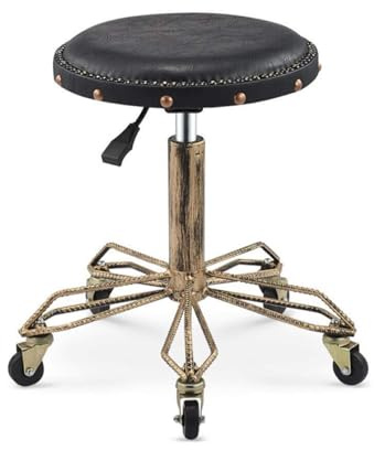 Pianopall på hjul, ståpall for kontor med svart PVC-konstlädersits, höjd 43~59 cm, bärvikt 160 kg(Style#5)