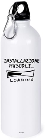 Regali Pazza idea Borraccia Bottiglia Alluminio 750 ml - Tappo A Vite - scritta installazione muscoli - Regalo uomo donna - collezione sport