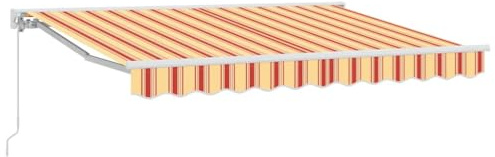 Favemtsl Auvent à bras articulés - 350 x 200 cm - Multicolore - Demi-cassette - Avec manivelle - 165 cm - Rétractable - En polyester et acier - Pour jardin, balcon et terrasse