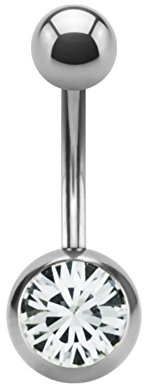eeddoo Bauchnabel-Piercing Banane Kristall Silber Titan
