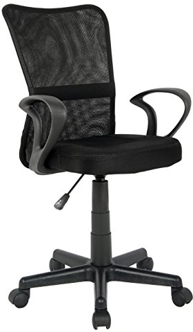 SixBros. Bürostuhl,Schreibtischstuhl, Drehstuhl für’s Büro oder Kinderzimmer, stufenlos höhenverstellbar mit Armlehnen, Schreibtischstuhl für Kinder aus Stoff, schwarz,H-298F-2/2122
