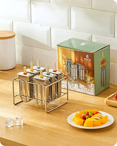 Molde de Popsicle del acero inoxidable de Baffect con el molde del molde del helado del sostenedor del palillo de 6