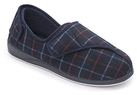 Padders Phillip Extra Wide Fitting Mens Memory Foam Slippers (12 UK, Navy Combi, numeric_12)