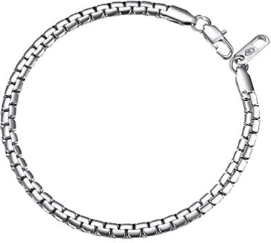 PROSTEEL Bracciale Uomo Argento a Catena Veneziana 20CM Braccialetto Uomo Acciaio a Treccia Metallica Stile Urbano Impermeabile Ipoallergenico