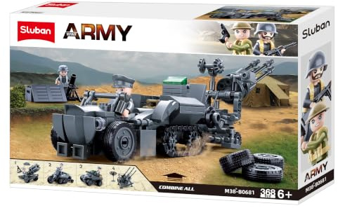 WWII - Kampfverband 4-in-1 (353 Teile) [M38-B0681], Spielset, Klemmbausteine, Soldaten, mit Spielfigur, Army WWII, Sluban SL95552