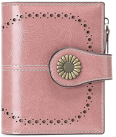 SENDEFN Small Womens Wallet Leather Bifold Card Holder RFID Blocking with Zipper Coin Pocket