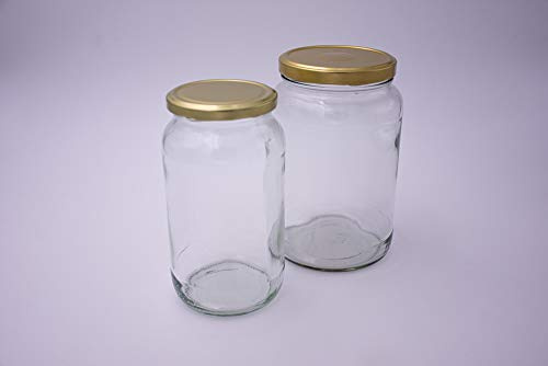 Flaschenbauer - 6 Einmachgläser 1062 ml Konservengläser mit Twist-Off 82 Gold & 6 Einmachgläser 1700 ml Konservengläser mit Twist-Off 100 Gold- Gläser mit Deckel