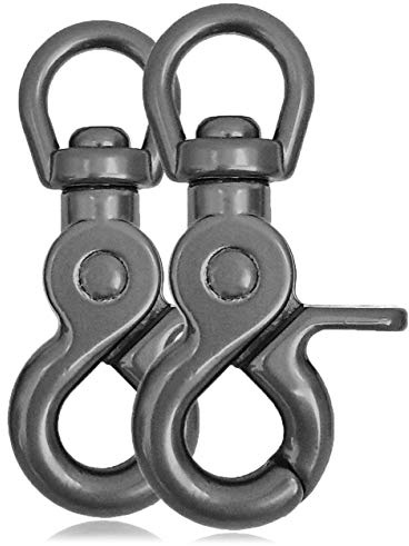 Ganzoo Scheren-Karabiner Haken mit Drehkopf, Drehgelenk für Hundeleinen und Halsbänder, 2er Set, legierter Stahl, Länge 61 mm, metallic grau, geeignet für Paracord 550 Schlüsselanhänger