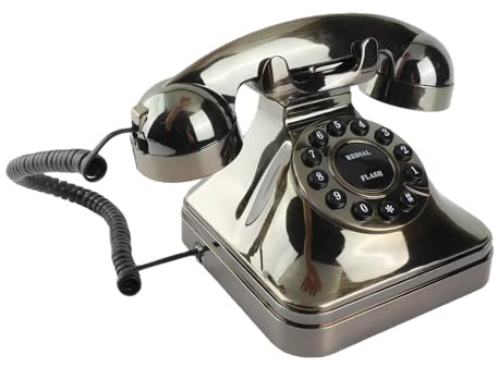 PUSOKEI Vintage Festnetztelefon, antikes Bronze-Telefon mit Nummernspeicherfunktion, Telefon mit großer Tastenwahl, Desktop-Anrufertelefon für das Home Office