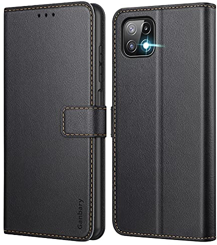 Ganbary Coque pour Samsung Galaxy A22 5G, [Housse en Cuir PU Premium] [Etui à Rabat] [Pochette de Portefeuille], Étui de Protection pour Samsung A22 5G - Noir
