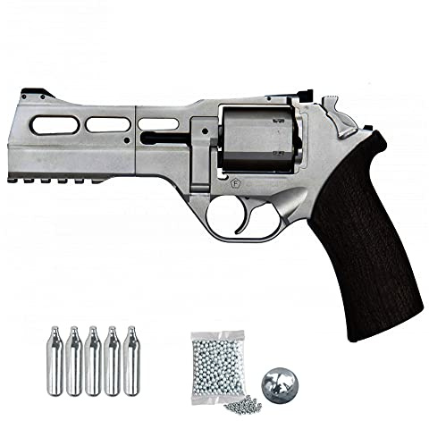 Revólver Chiappa Rhino 50 DS (Nickel) | Pistola de balines (Bolas bb's de Acero y perdigones) y CO2 semiautomática Calibre 4.5mm