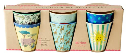 Rice - Medium Melamine Cups 6 Pcs - Funky Prints