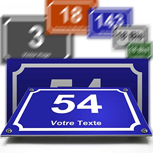 Gran placa de aluminio/polietileno número de calle decorativa para casa, garaje, puerta y buzón de correo, colección clásica: 2 líneas personalizables