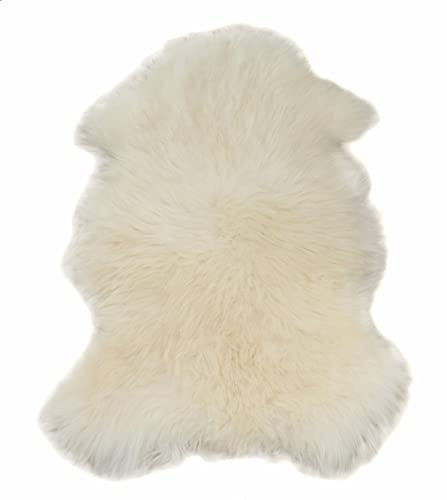 Aves-24 SCHAFFELL Lammfell Naturfell ECHTES 100% Fell 110 bis 120 cm Länge Weiß Weich Teppich
