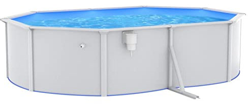 Gecheer Piscina Fuori Terra,con Pareti,in Acciaio,PVC,Bianca,Blu e Bianco,Piscina Fuori Terra da Giardino,Paio,Terrazzo,Piscina Fuori Terra Rigida