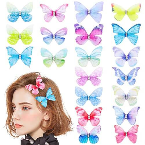 Schmetterling Haarspange Glitzer Haarspangen 20Stk 3D Snap Schmetterling-Haarclips accessoire für jugendliche Mädchen Damen Kinder haarschmuck