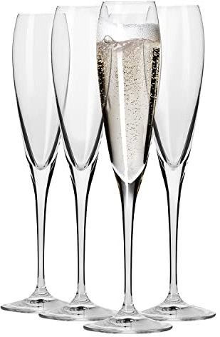 Krosno - Bicchieri da Champagne Perla 4 x 170 ml | Flutes da Champagne | Bicchieri da Prosecco | Regalo di Nozze | Lavabile in lavastoviglie | Vetro Cristallino | Resistente ai Graffi | Idea Regalo