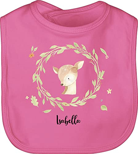 Geschenk mit Namen personalisiert by Shirtracer - Baby Lätzchen - Süßes Reh mit Name Geschenk I Geschenkidee Rehkitz
