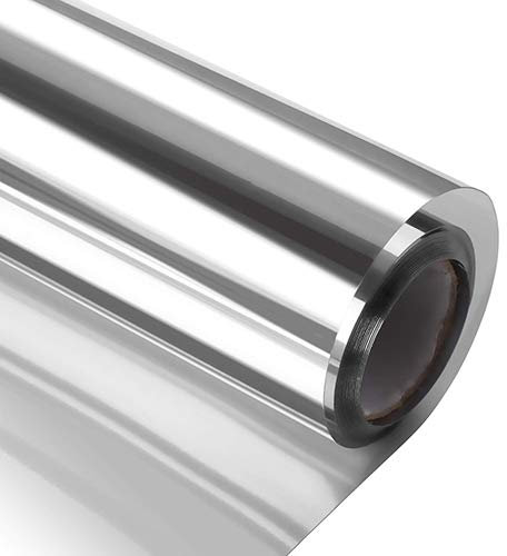 Reflective One Way Privacy Window Film - Self-Adhesive Silver Mirror Glass Tint for Sun Protection, Home, Office (90 * 200)