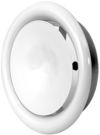 200mm Weiß Metall Tellerventil - Rund Zuluft Lüftungsventil - Anemostat, Diffusor, Lüftungsgitter