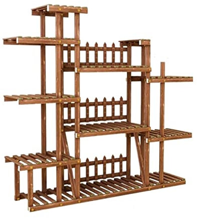 Blumenständer Pflanzenständer Pflanzenregal Aus Holz, 10 Etagen, Pflanzenständer, Garten, Blumenregal Für Terrasse, Ecke, Balkon Indoor Pflanzenregal Blumenregal ( Color : Brown , Size : Without Wheel