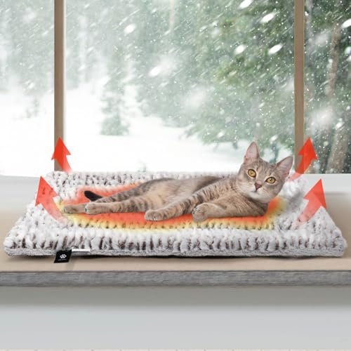 MORA PETS Self Heating Cat Bed Heated Cat Blanket Washable Warming Pet Pad Electric-Free Heat Bed Puppy Cushion Small Thermal Mat Reversible 56 x 43 cm