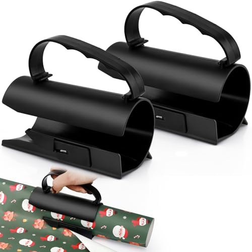 2 Stück Geschenkpapier Schneider für Rollen – Tragbarer Rollenschneider für Weihnachten, Halloween, Geburtstag und mehr, Einfacher Papier-Cutter für Präzises Schneiden
