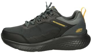 Skechers Skech-Lite Pro Ankkor Baskets pour Homme, Maille en Cuir Noir TPU avec Bordure Jaune Anthracite, 41 EU