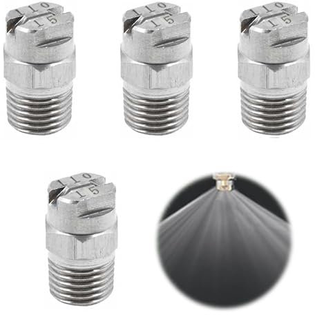 XCSJ 4 Pcs Embouts Pulvérisation Haute Pression Buses de Rechange pour Nettoyeur à Haute Pression Buse en Acier Inoxydable 304 à Filetage Mâle 1 / 4Bspt - Diamètre d'Orifice de 110 Degrés 2.4 Mm