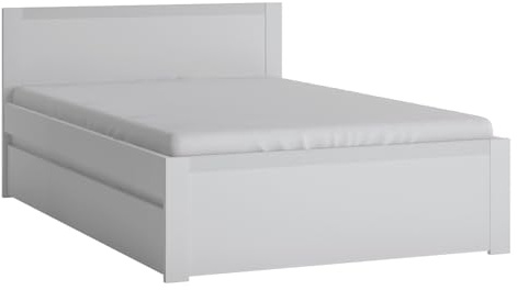 Lomadox Bettgestell weiß Bett Liegefläche 120x200 cm mit Bettschublade Gästebett Links oder rechts montierbar 127x80x205 cm