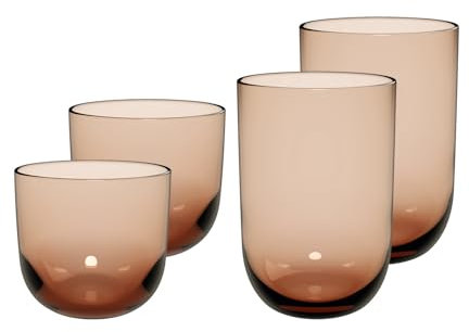 Villeroy & Boch like. by Like Clay Lot de 4 verres à eau (370 ml) et verres long drink (450 ml) en cristal Marron