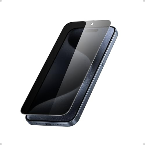 Anker Privacy Displayschutz, robuster und dünner ShieldX-Schutz, gegen Staub & Fingerabdrücke mit erweitertem Schutz, schnelle & einfache Installation, 15,5cm für iPhone 15 Pro (2er Pack)