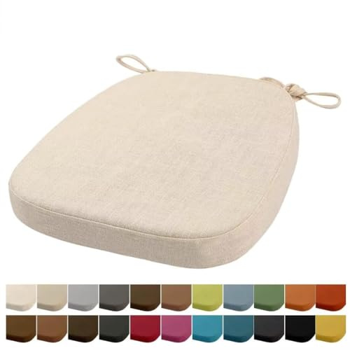 Orumrud 43x40x33CM(5CM Dicke) Stuhlkissen, Gartenstuhl Sitzkissen, Esszimmerstuhl Sitzkissen, waschbar, mit Reißverschluss, Riemen, rutschfestes Sitzkissen für Gartenstuhl (Beige Weiß 1 Stück)