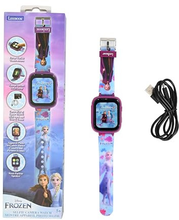 LEXIBOOK, Frozen, Reloj con cámara Selfie, Pantalla táctil HD, Cámara 720p, Reproductor MP3, Altavoz Integrado, Grabadora de Voz, Podómetro, 5 Juegos, Azul/Violeta, DMW070FZ